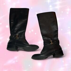 Black Leather Micah Boots By Ralph Lauren